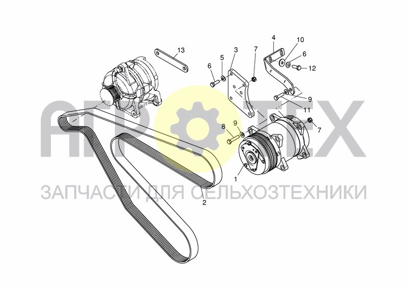 Чертеж COMPRESSOR AIR CONDITION 6 CYL