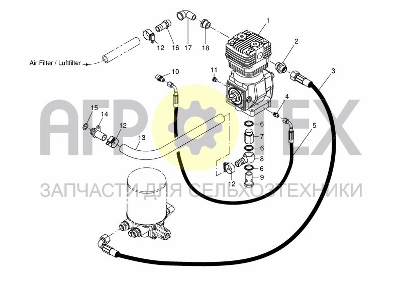 Чертеж AIR COMPRESSOR IVECO ENGINE 6 CYL