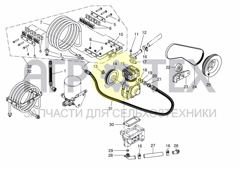 Чертеж AIR COMPRESSOR IVECO ENGINE 4 CYL