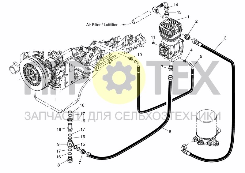 Чертеж AIR COMPRESSOR IVECO ENGINE 6 CYL