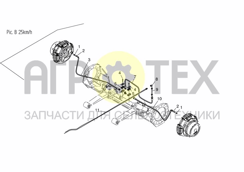 Чертеж HYDRAULIC SYSTEM - BRAKES REAR PARTS 25KM/H