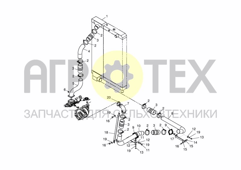 Чертеж COOLING SYSTEM CHARGE AIR TO S.NR. 78149