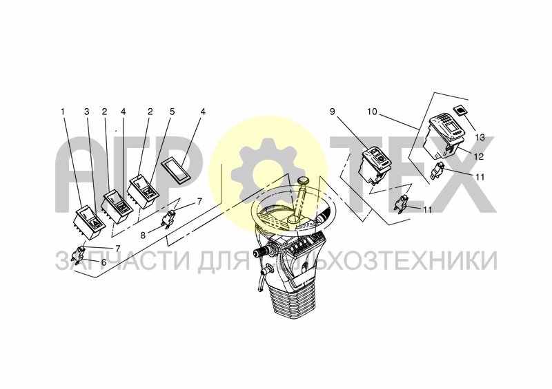 Чертеж STEERING COLUMN - ROCKER SWITCH