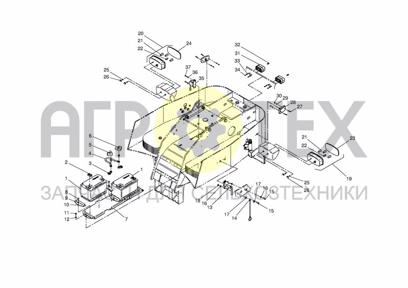 Чертеж REAR CHASSIS BOX, BATTERY, LIGHTS