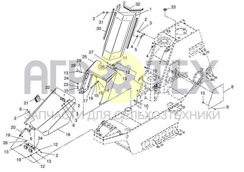 Чертеж FUEL & HYD. TANK FRONT COMPONENTS