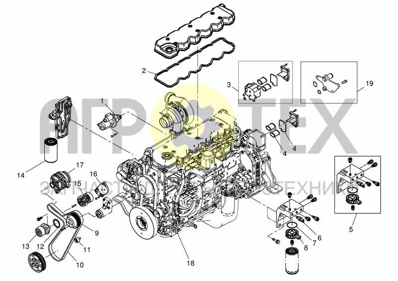 Чертеж SERVICE PARTS MOTOR 6-CYLINDER