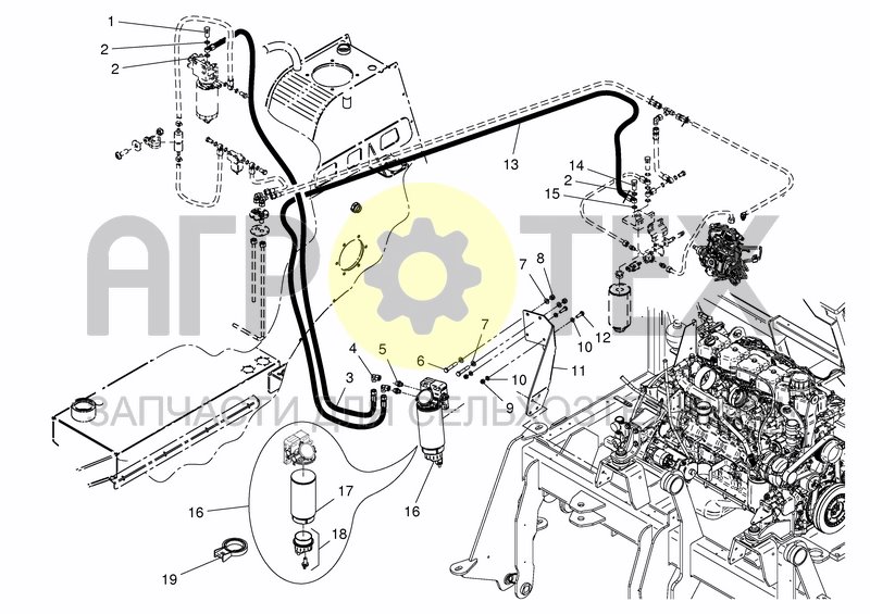 Чертеж FUEL & HYD. TANK, FUEL LINE ADDITIONAL FILTER