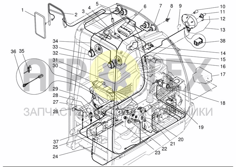 Чертеж CAB ELECTRICAL PARTS PIC. 1 FROM S.NR. 69035