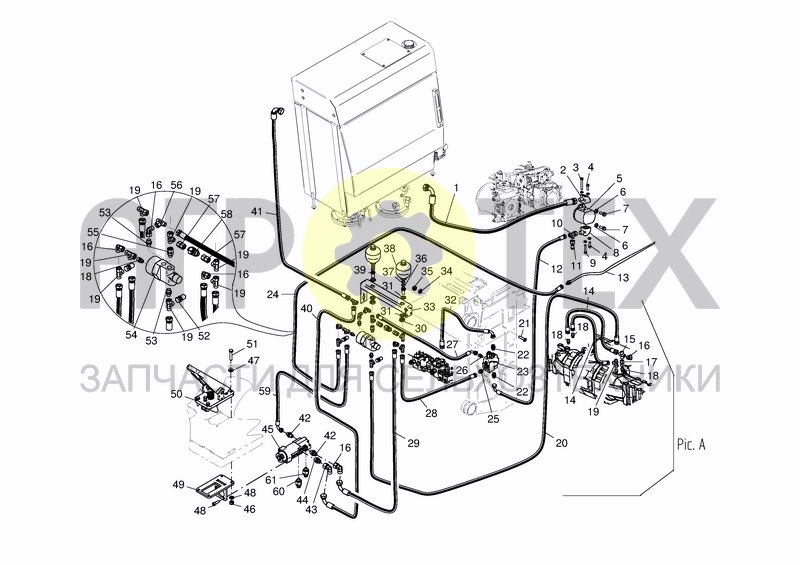 Чертеж HYDRAULIC SYSTEM - BRAKES FRONTS PARTS