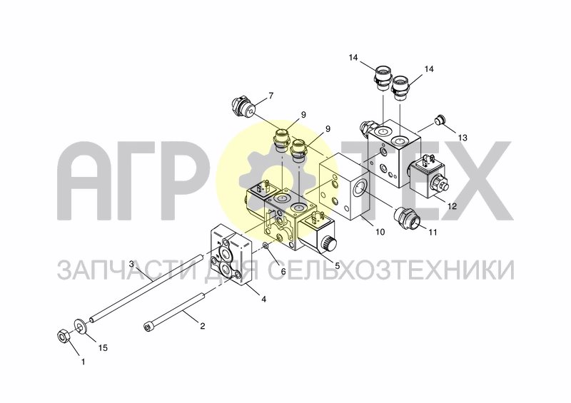 Чертеж HYDRAULIC SYSTEM - CONTROL UNIT FRONT