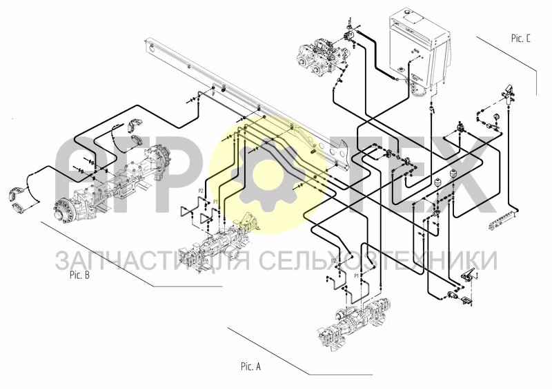 Чертеж HYDRAULIC SYSTEM - OVERVIEW BRAKES