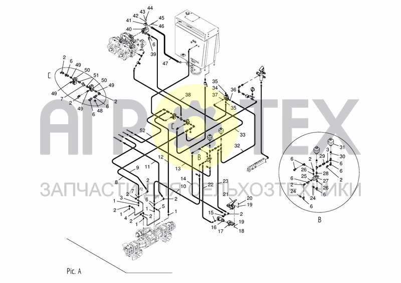 Чертеж HYDRAULIC SYSTEM - BRAKES FRONTS PARTS