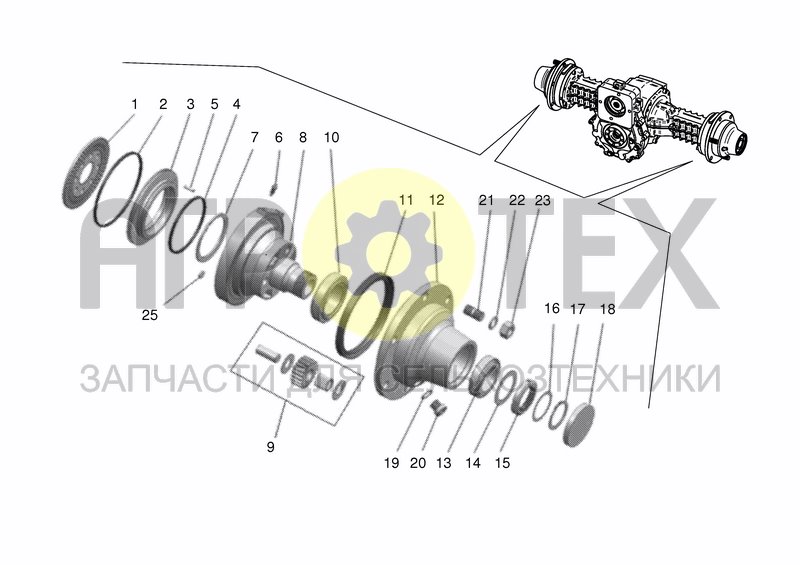 Чертеж DRIVE AXLE - WHEEL HUB BRAKE/PLANETARY GEAR