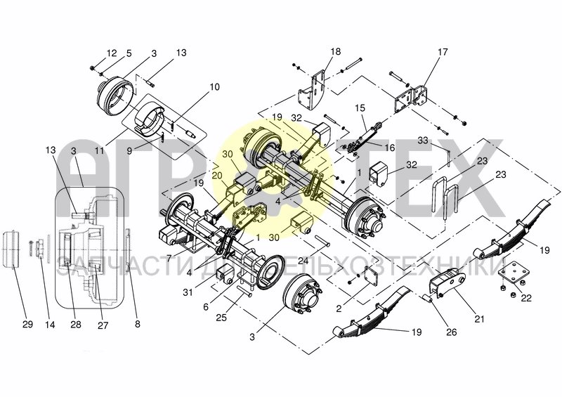 Чертеж TANDEM AXLE 1400/1750