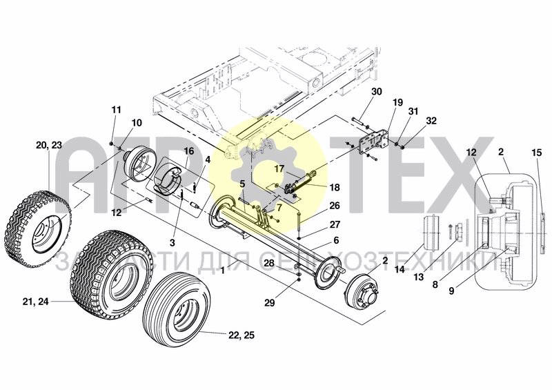 Чертеж AXLE, WHEELS