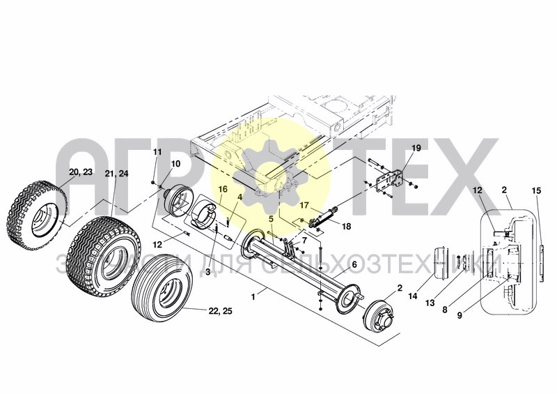 Чертеж AXLE, WHEELS