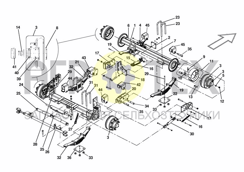 Чертеж STEERING-/TANDEM AXLE D20/D28