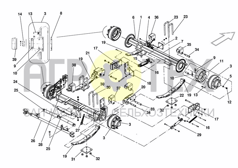 Чертеж STEERING-/TANDEM AXLE - D 30