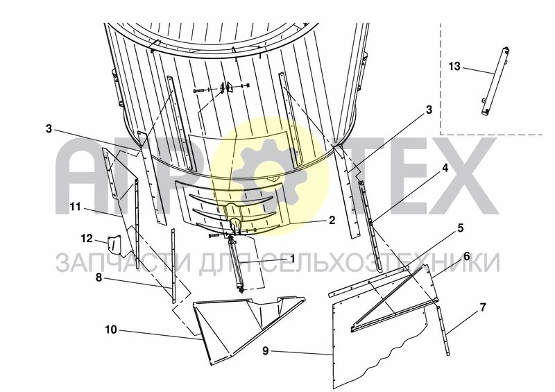 Чертеж SIDE DOOR REAR RIGHT (400MM TOW. MIDDLE) TL/PREM