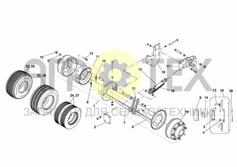 Чертеж AXLE, WHEELS