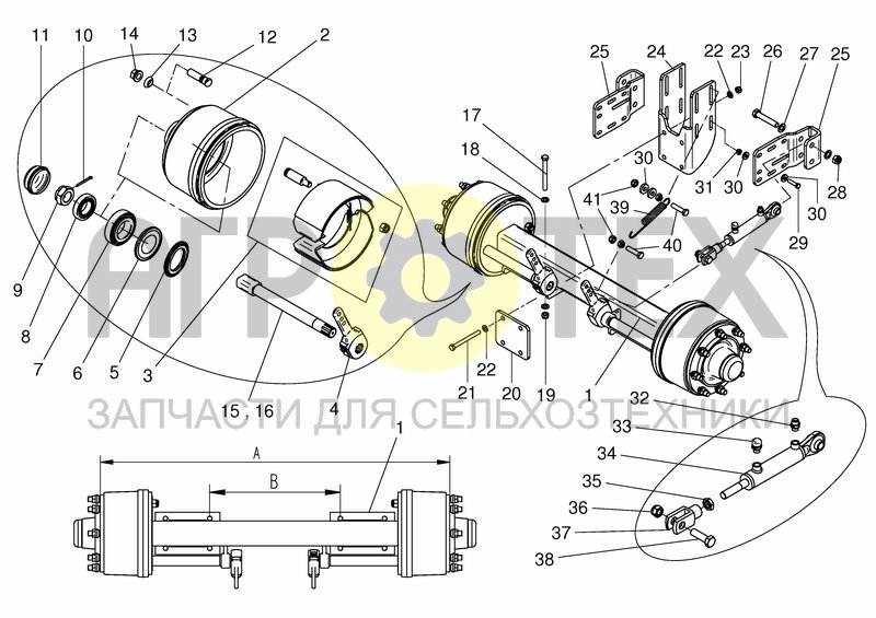 Чертеж SINGLE AXLE AIR BRAKE/HYDR BRAKE