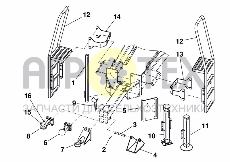 Чертеж DRAWBAR LOWER LINKAGE - FRONT CONVEYOR