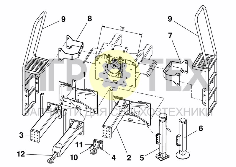 Чертеж DRAWBAR  HIGHER LINKAGE - FRONT CONVEYOR