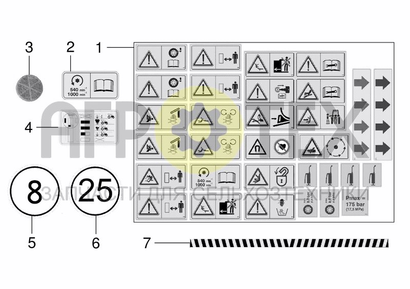 Чертеж SAFETY- AND ATTENTION LABELS