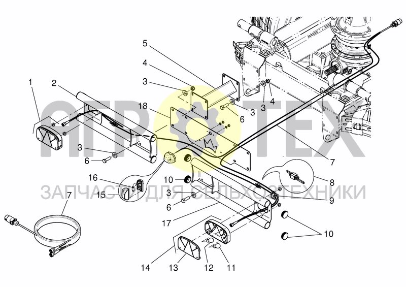 Чертеж UNDERRIDE GUARD WITH LIGHTENING