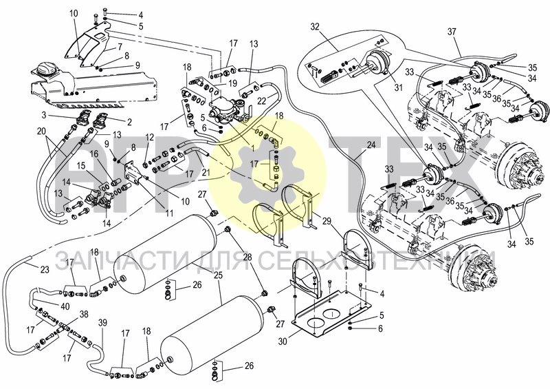 Чертеж TWO LINE AIR BRAKE - TANDEM AXLE