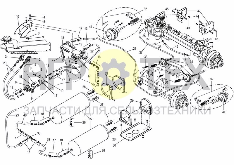 Чертеж TWO LINE AIR BRAKE - TANDEM/STEERING AXLE