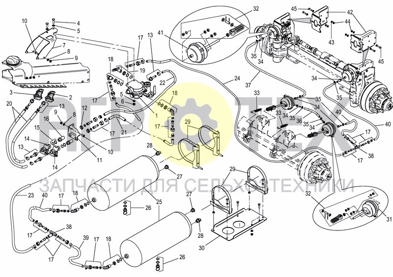 Чертеж TWO LINE AIR BRAKE - TANDEM/STEERING AXLE