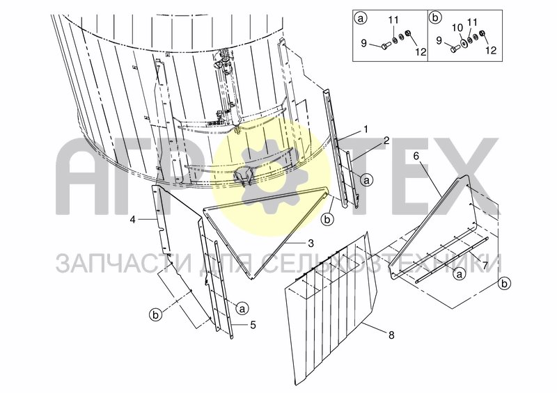 Чертеж DISCHARGE CHUTE/SLIDE COVER FRONT LEFT/REAR RIGHT