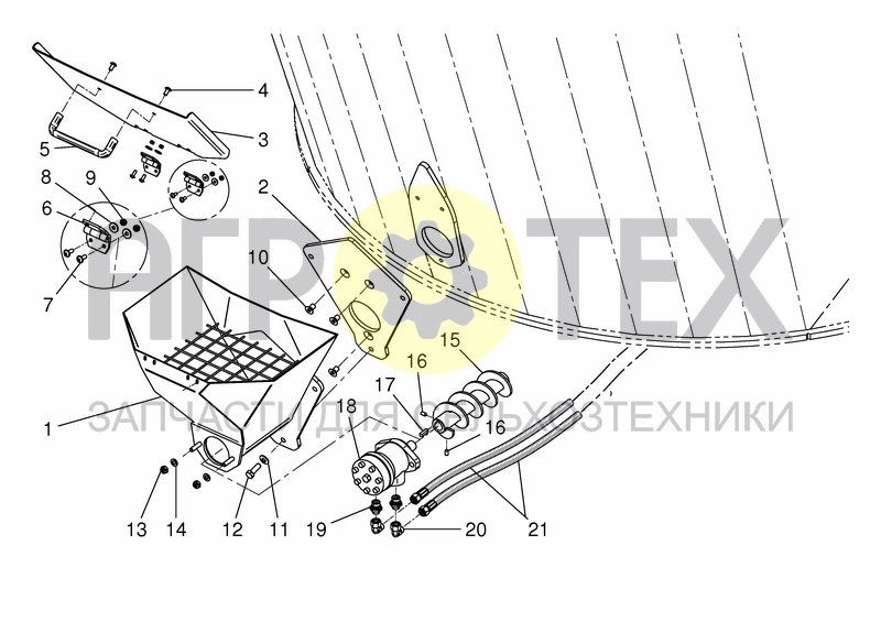 Чертеж MINERAL FEED FUNNEL - REAR LEFT/ -RIGHT