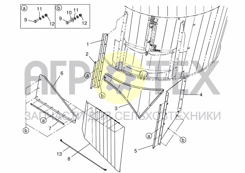 Чертеж DISCHARGE CHUTE/SLIDE COVER FRONT RIGHT/REAR LEFT