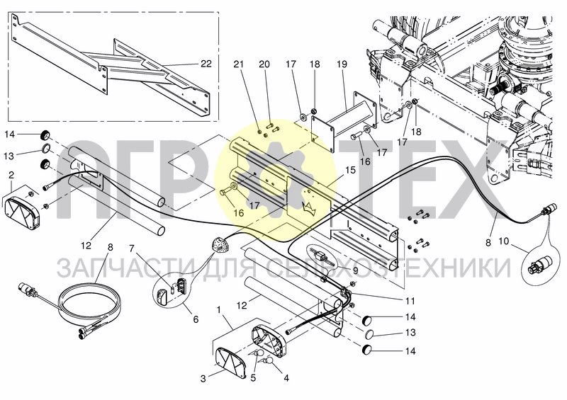 Чертеж UNDERRIDE GUARD WITH LIGHTENING - ADJUSTABLE FROM S.NR. 70240