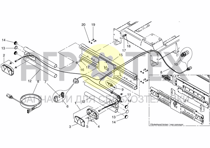 Чертеж UNDERRIDE GUARD WITH LIGHTENING