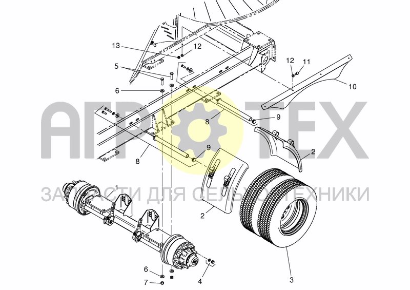 Чертеж SINGLE AXLE - TWIN TYRES 215/75