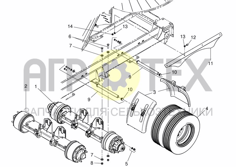 Чертеж SINGLE AXLE - TWIN TYRES 215/75