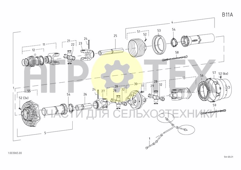 Чертеж DRIVE SHAFT WITH FREEWHEEL