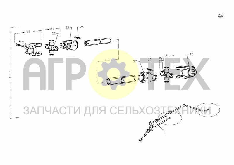 Чертеж DRIVE SHAFT NO PROTECTING TUBE