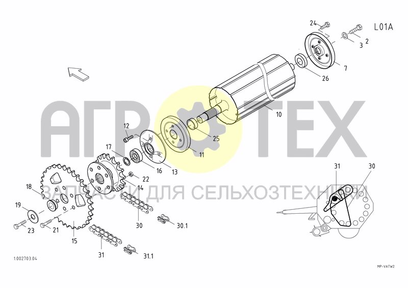 Чертеж DRIVE ROLLER IN