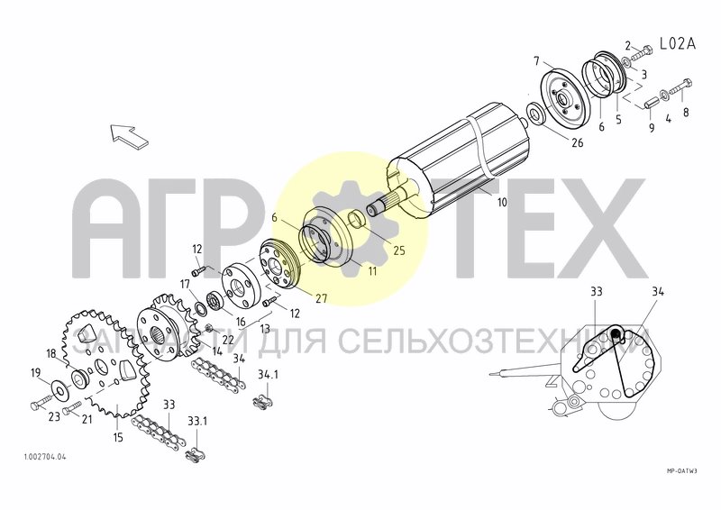 Чертеж UPPER ROLLER