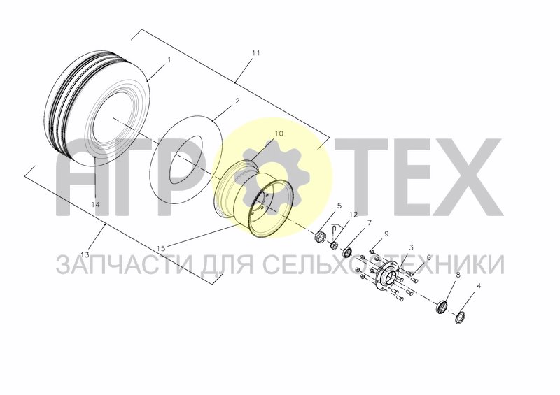 Чертеж WHEELS AND HUB