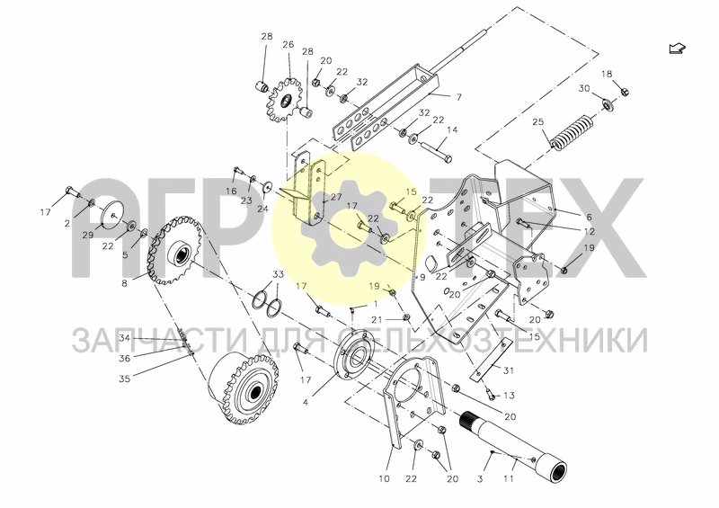 Чертеж TENSIONER, CHAIN ROTOR