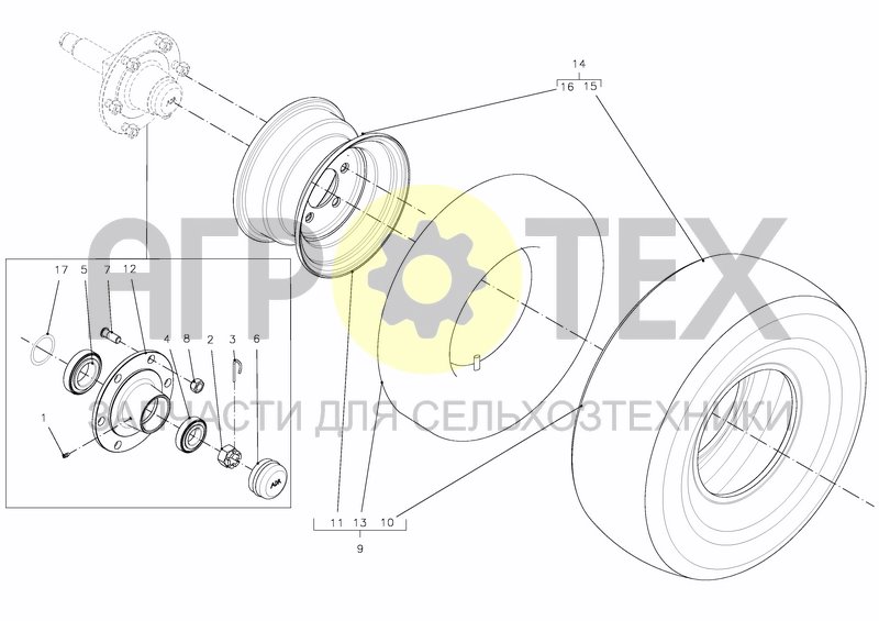 Чертеж WHEELS AND HUB