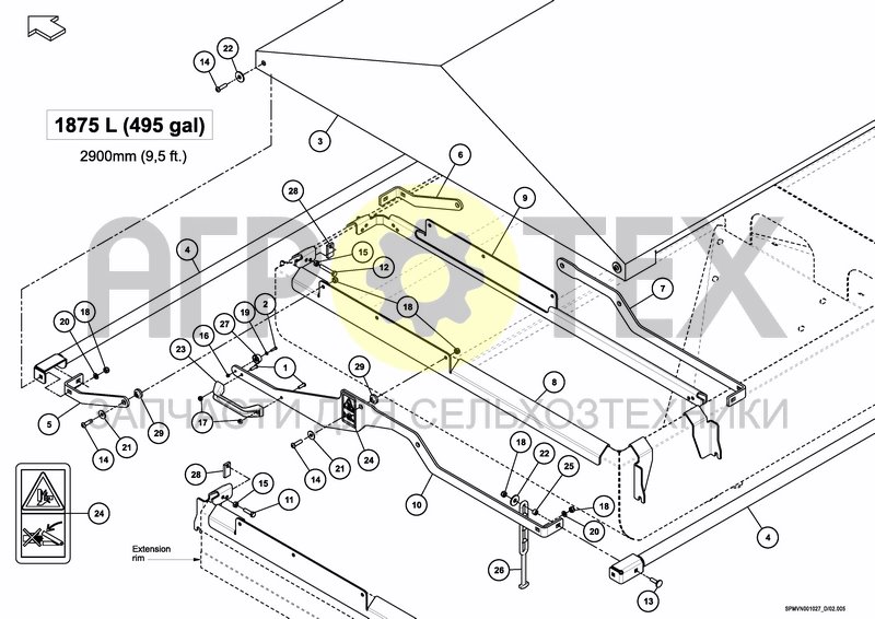 Чертеж TARPAULIN 1875 L / 53 BU