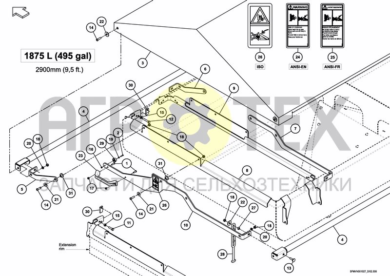 Чертеж TARPAULIN 1875 L / 53 BU