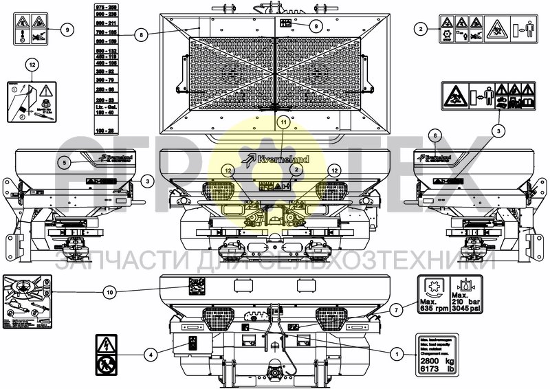 Чертеж DECAL SCHEMATIC ISO 1100 L / 290 GAL