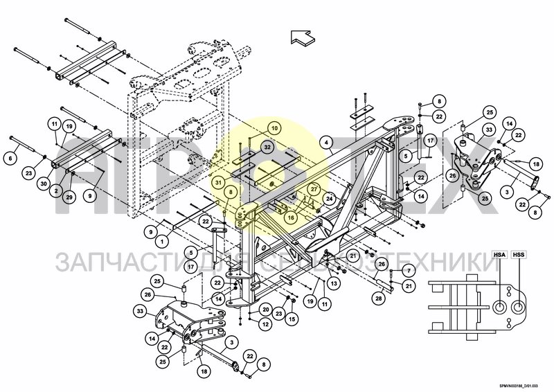 LIFTFRAME+MIDDLESECTION HSS Boom Guide (№16 на схеме)